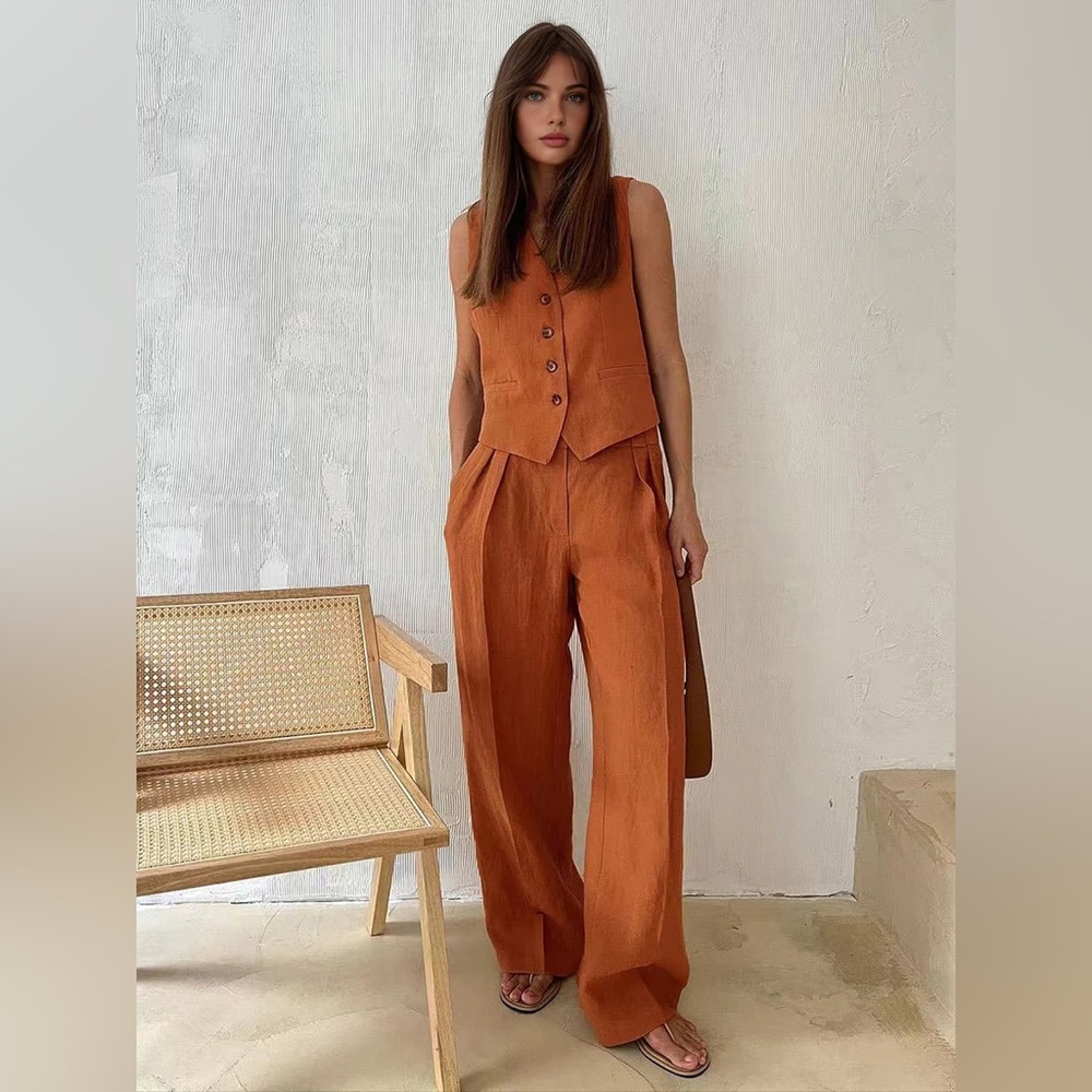 COMMENSE Cotton/Linen Pant Set